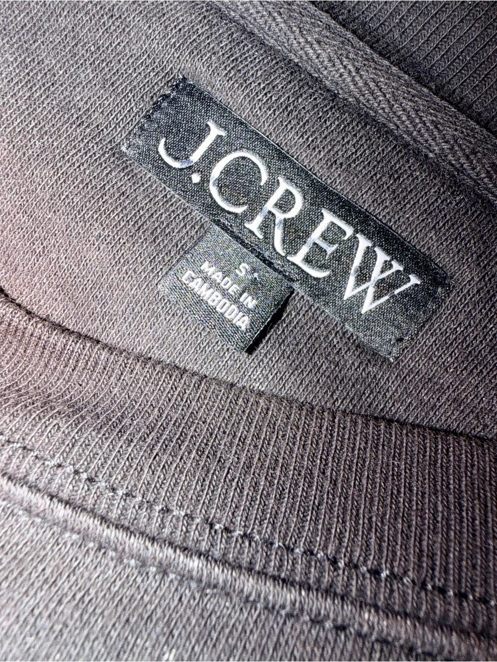 NWOT J.Crew Size S Black Gray Gold Button Shoulder Sweatshirt Crewneck Pullover